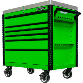 Extreme Tools EX4106TCSGNBK 41""Wx25-3/4""Dx43-7/8""H 6 Drawer Green Sliding Top Tool Cart Black Pulls
