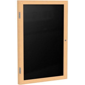 Ghent Enclosed Letter Board - 1 Door - Black Letterboard w/Oak Frame - 36"" x 30""