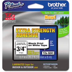 Brother® P-Touch® TZe Extra Strength Labeling Tape 3/4'""W Black on White