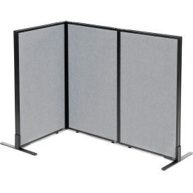 Interion® Freestanding 3-Panel Corner Room Divider 24-1/4""W x 42""H Panels Gray