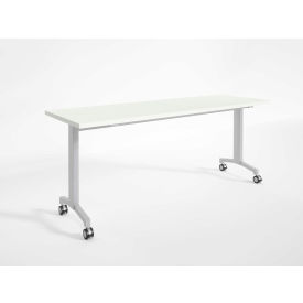 RightAngle Flip Training Table w/ Casters 24"" x 60"" White w/Silver Base - R-Style Series