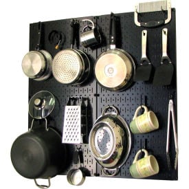 Wall Control Kitchen Pegboard Pack Storage & Organization Kit Black 32"" X 32"" X 6""