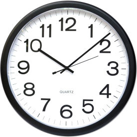 Universal® Round Wall Clock 13.5"" Overall Diameter Black Case 1 AA
