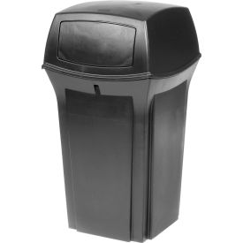 Rubbermaid® Plastic Square 2 Door Trash Can 35 Gallon Black