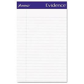Evidence® Recycled Perf 5x8 Jr. Legal Rule Pads Margin White 50 Sheets Dozen