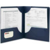 Smead® Lockit Two-Pocket Folder Leatherette Stock 11 x 8-1/2 Dark Blue 25/Box