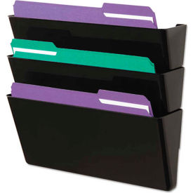 Universal Recycled Wall File Three Pocket Plastic Black