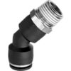 Push to Connect Tube Fitting - Nylon Plastic - 45 Degree Elbow Adapter - 3/8"" Tube x 1/8"" NPT Male