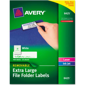 Avery® Removable Extra-Large 1/3-Cut File Folder Labels 15/16 x 3-7/16 White 450/Pk