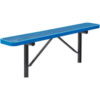 Global Industrial™ 6' Outdoor Steel Flat Bench Expanded Metal In Ground Mount Blue
