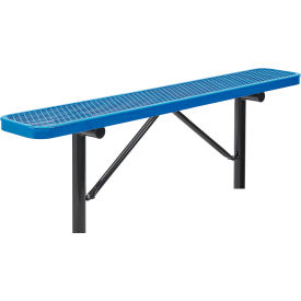 Global Industrial™ 6' Outdoor Steel Flat Bench Expanded Metal In Ground Mount Blue
