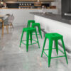 Flash Furniture 24""H Backless Counter Height Stool - Metal - Green