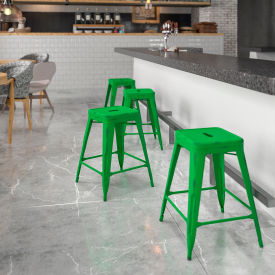 Flash Furniture 24""H Backless Counter Height Stool - Metal - Green