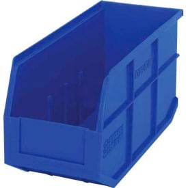 Quantum Plastic Stacking and Hanging Shelf Bin SSB441 6""W x 14""L x 7""H Blue