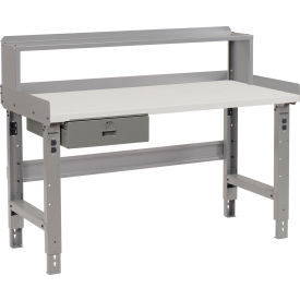 Global Industrial™ Workbench w/ Laminate Square Edge Top & Riser 60""W x 30""D Gray