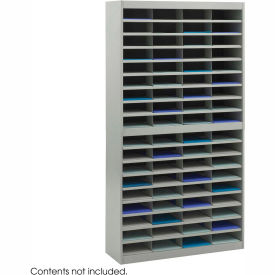72 Compartment Steel Literature Organizer - Gray