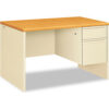 HON® Right Pedestal Desk - 48""W x 30""D x 29-1/2""H - Harvest/Putty - 38000 Series