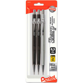 Pentel® Sharp Mechanical Pencil 0.5 mm HB (#2.5) Black Lead (2) Graphite (1) Silver 3/Pk