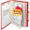 Smead® Top Tab Classification Folders Two Dividers Six-Section Red 10/Box