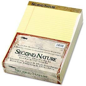 Second Nature® Recycled 8-1/2x11 Pads White Legal Rule 50 Sheets/Pad 12/Pk