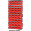 Global Industrial™ Steel Shelving with Total 72 4""H Plastic Shelf Bins Red 36x12x72-13 Shelves
