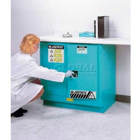 Justrite 23 Gal. Acid Cabinet Manual Close 2 Door 36""W x 21-5/8""D x 35-3/4""H Blue