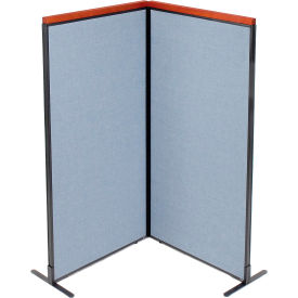 Interion® Deluxe Freestanding 2-Panel Corner Room Divider 36-1/4""W x 73-1/2""H Panels Blue