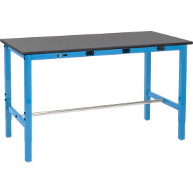 Global Industrial™ 72 x 36 Adjustable Height Workbench - Power Apron Phenolic Safety Edge Blue