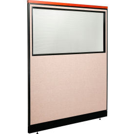 Interion® Deluxe Office Partition Panel w/Partial Window & Raceway 60-1/4""W x 77-1/2""H Tan