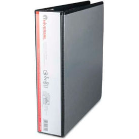 Universal® Economy D-Ring Vinyl View Binder 2"" Capacity Black