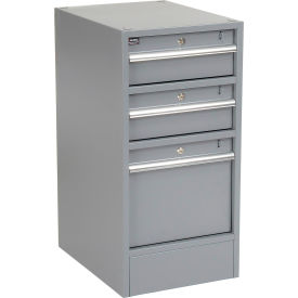 Global Industrial™ Steel Pedestal W/ 3 Drawers 15-3/4""W x 20""D Gray