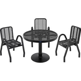 Global Industrial™ Outdoor Dining Set 36"" Round x 29""H Table & 4 Chairs Black