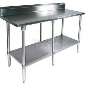 BK Resources 430 Stainless Steel Table 96 x 30"" Undershelf 5"" Backsplash 18 Gauge