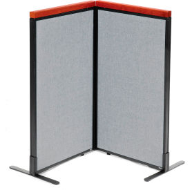 Interion® Deluxe Freestanding 2-Panel Corner Room Divider 24-1/4""W x 43-1/2""H Panels Gray