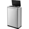Global Industrial™ Rectangular Motion Sensor Trash Can 12 Gallon Brushed Stainless Steel