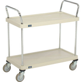 Nexel® Plastic Utility Cart w/2 Shelves & Poly Casters 600 lb. Cap 36""L x 18""W x 39""H Tan