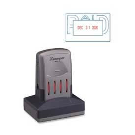 Xstamper® VersaDater Pre-Inked Message/Date Stamp PAID 1-5/16"" x 2-1/8"" Blue/Red