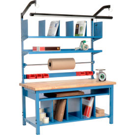 Global Industrial™ Complete Packing Workbench Maple Butcher Block Safety Edge 72""W x 30""D