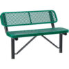 Global Industrial™ 4' Outdoor Steel Bench w/ Backrest Expanded Metal In Ground Mount Green