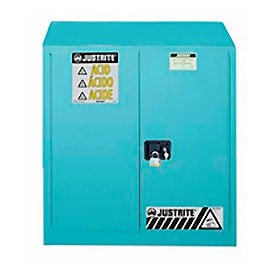 Justrite 60 Gal. Acid Corrosive Cabinet Self-Close 2 Door 34""W x 34""D x 65""H Blue