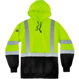 Ergodyne® GloWear® 8373 Hi-Vis Hooded Sweatshirt Black Bottom Class 3 L Lime