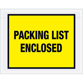 Full Face Envelopes ""Packing List Enclosed"" Print 7""L x 5-1/2""W Yellow 1000/Pack