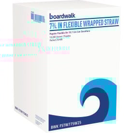 Boardwalk® Flexible Wrapped Straws 7-3/4""L White Pack of 10000