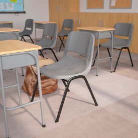 Flash Furniture Ergonomic Shell Stack Chair  - Plastic - Gray - Hercules Series