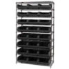 Quantum WR9-531 Chrome Shelving With 24 Magnum Giant Hopper Bins Black 18x42x75