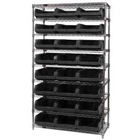 Quantum WR9-531 Chrome Shelving With 24 Magnum Giant Hopper Bins Black 18x42x75