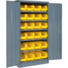 Global Industrial™ Locking Storage Cabinet 36x18x72 24 YL Stacking Bins 6 Shelf Unassembled