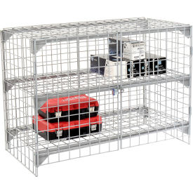 Global Industrial™ 1-Tier 2 Door Wire Mesh Security Locker 48""Wx24""Dx36""H Gray Unassembled