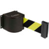 Lavi Industries Wall Mount Retractable Belt Barrier Black Wrinkle Case W/18' Black/Yellow Belt