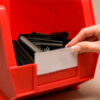 Aigner Tri-Dex TR-1253 Slide-In Label Holder 1-1/4"" x 3"" for Stacking Bins Price per Pack of 25